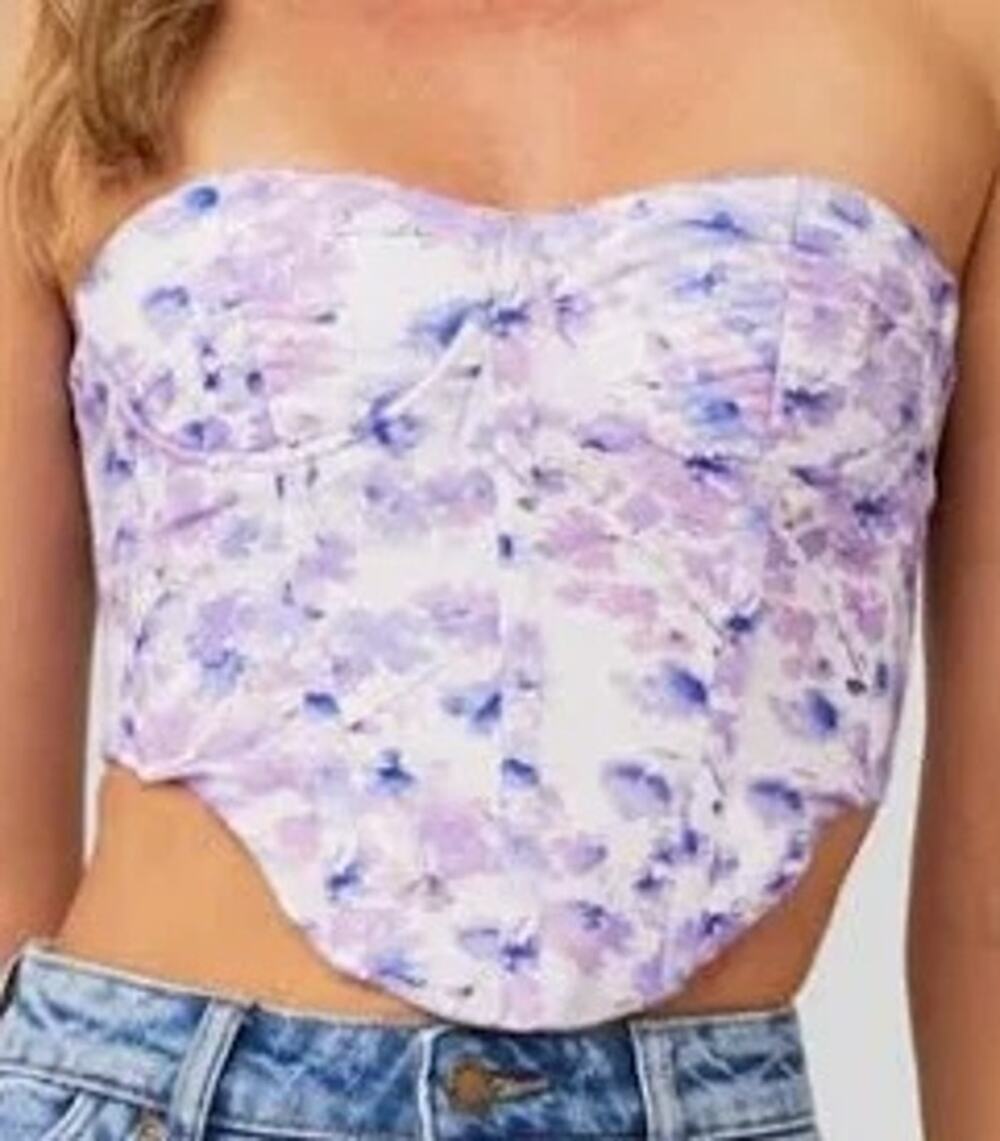 Bardot Womens Coquette Bustier Summer Floral Mirabelle Soft Girl Purple Medium